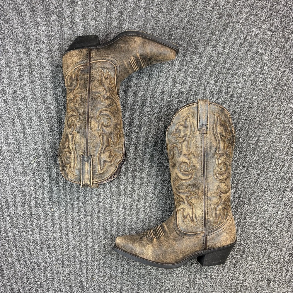 Laredo 51079 Women's Access Cowboy Boot Western Leather Cowgirl Brown Size 7M